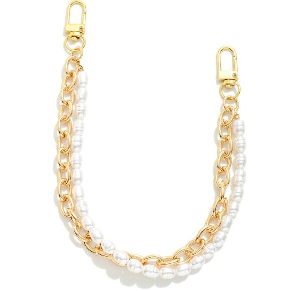 Layered Chain Link Pearls Bag Purse Chain Accent - Picture 1 of 2